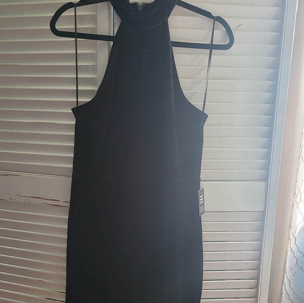 Express black velvet midi dress